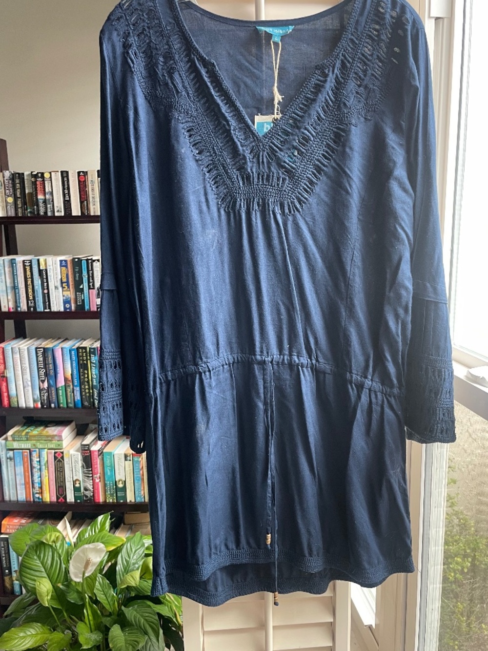 Navy Embroidered Swim/beach cover-up